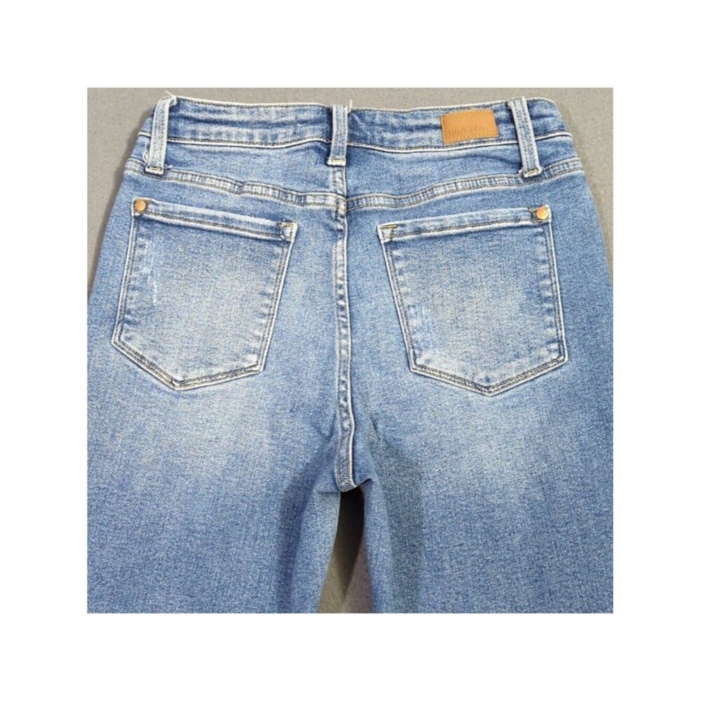 Judy Blue Jeans Women's 27 Blue Boyfriend Fit Distressed Ankle Fray Denim